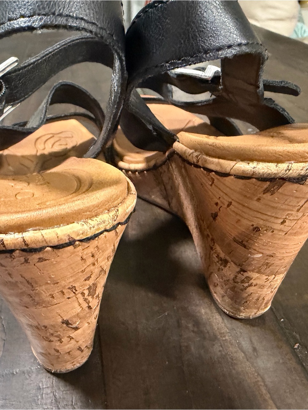 b.o.c. Black Leather Multi-Strap Wedge Sandals - Picture 3 of 4